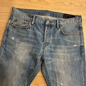 All Saints Men’s Anhu Pistol Fit Jeans Light Wash Distressed Size 33 *36x32